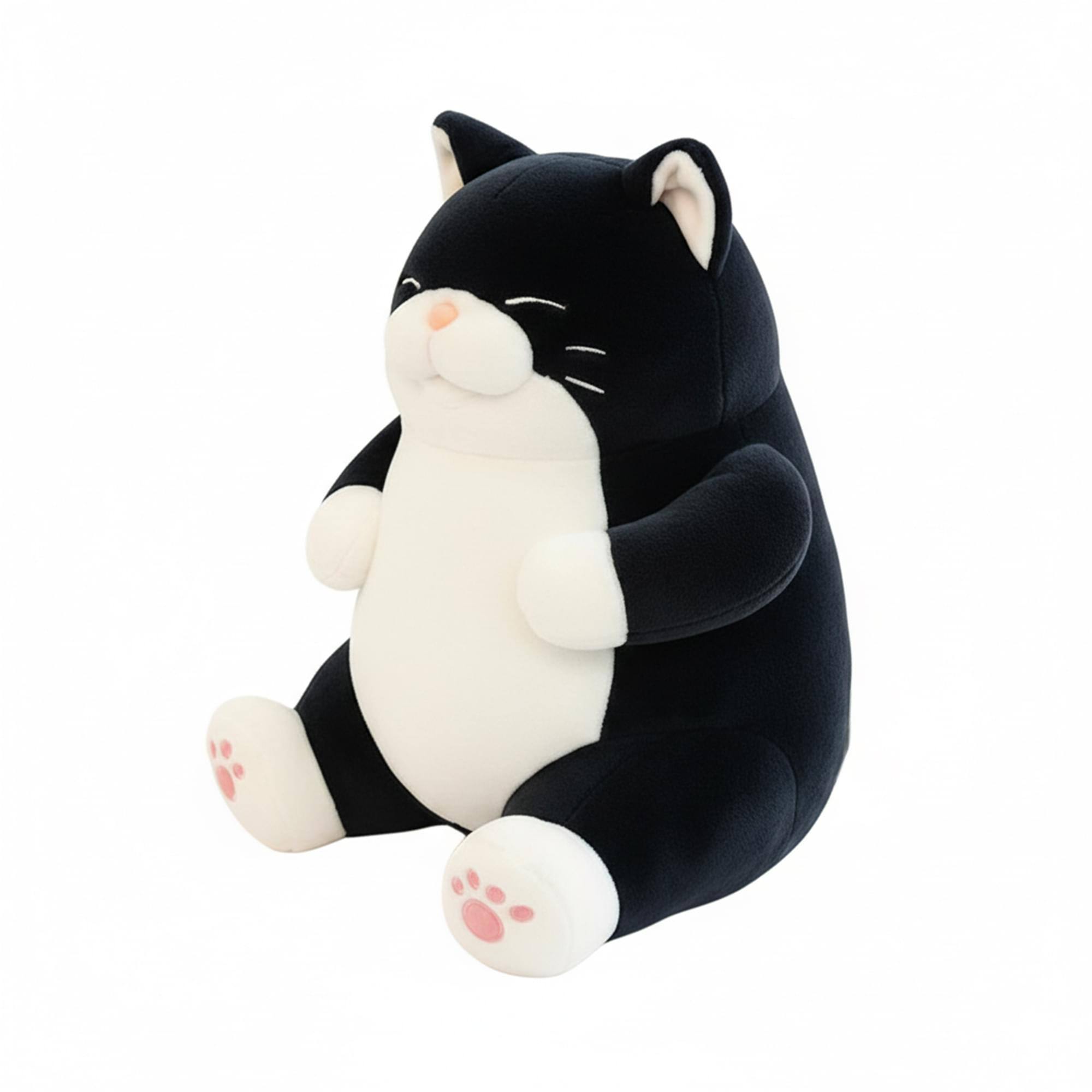 Alt View 1. New Era Distribution - Chubby Meow 12 Inch Plush Pillow | Black - Black.