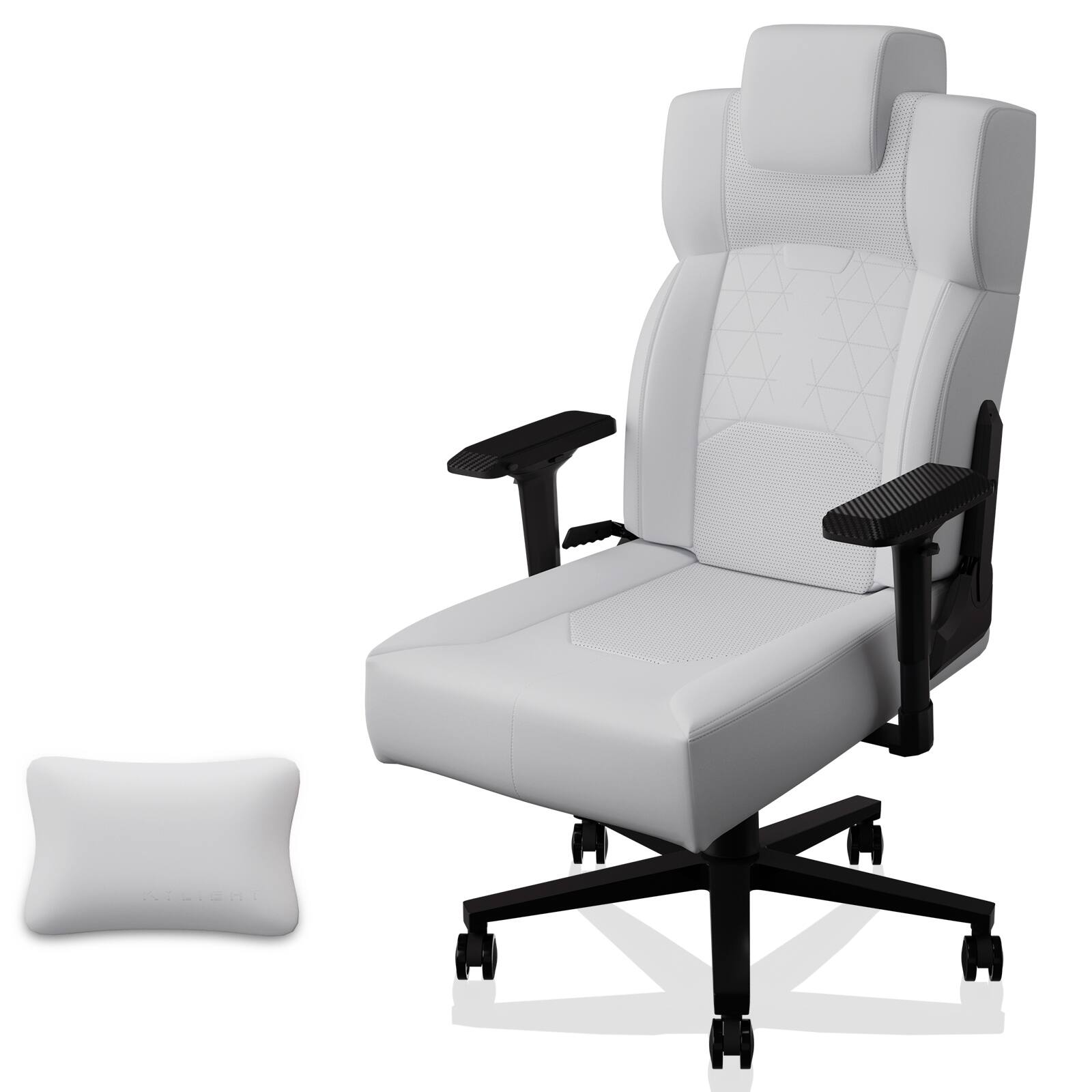Front. Spaco - Ergonomic Gaming Chair with High Back, Lumbar Support, Flip Up Arms, Headrest,Adjustable Height, PU Leather, 300lbs - White.