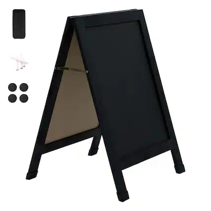Front. Sunnydaze - 40" x 20" Chalkboard with Chalk and Eraser - Black.