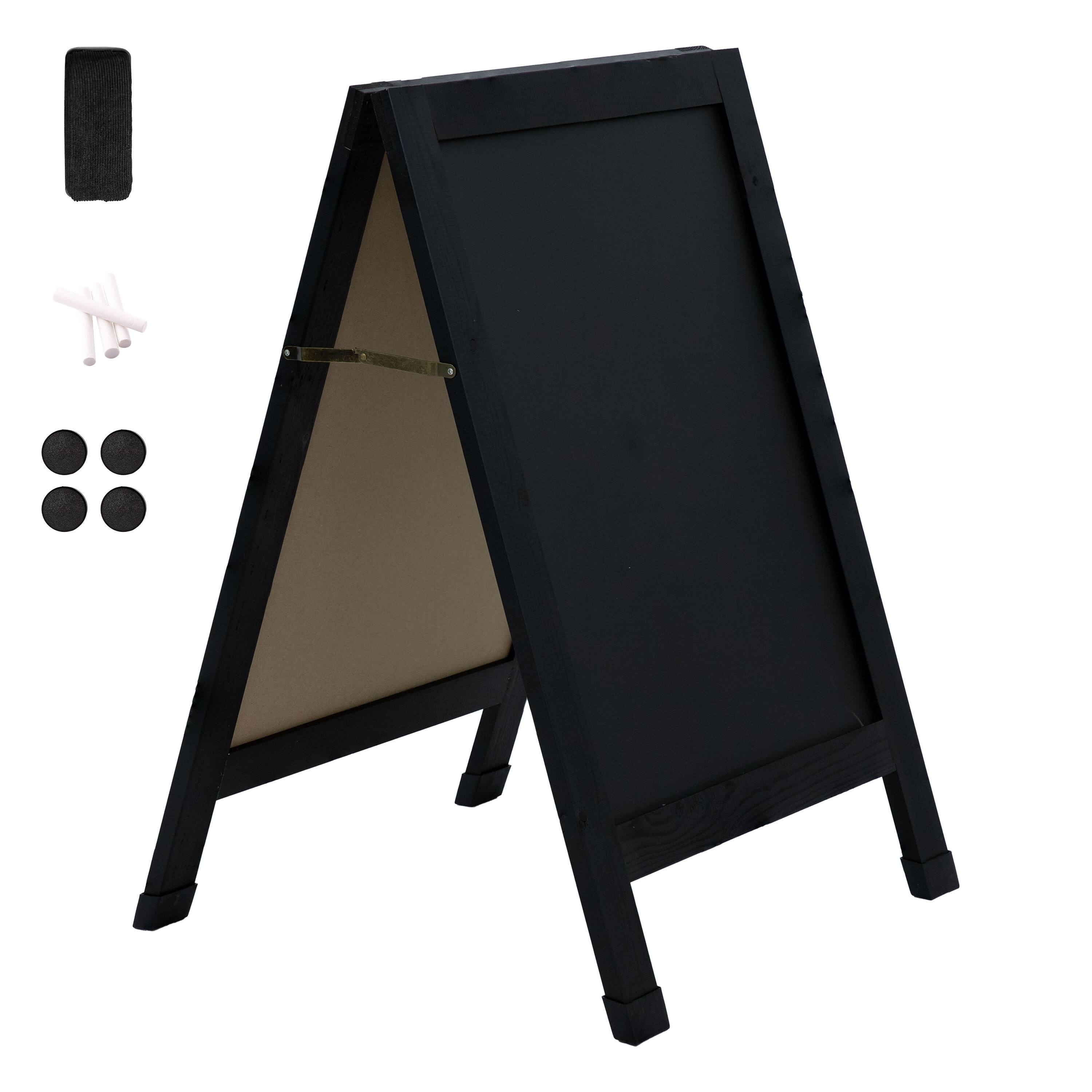 Front. Sunnydaze - 40" x 20" Chalkboard with Chalk and Eraser - Black.