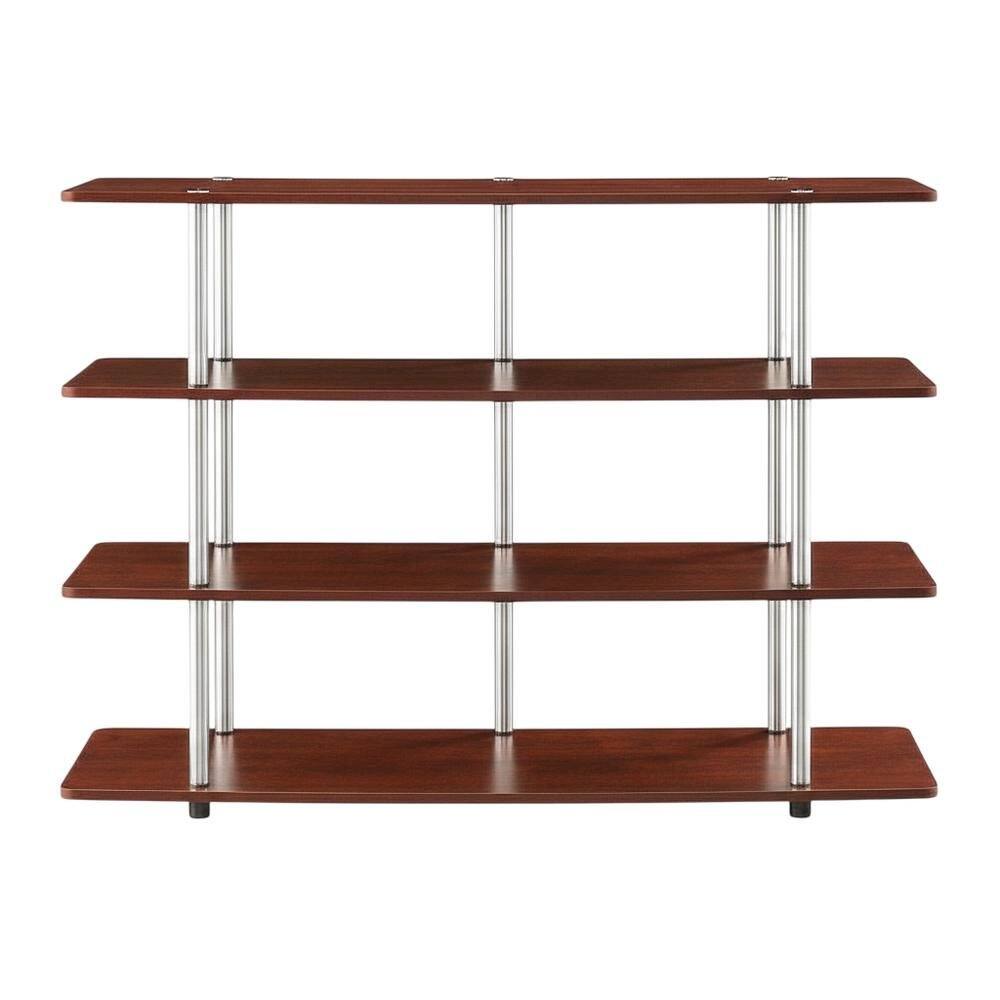 Alt View 3. FurniFact - Cherry TV stand with no tools, 4-tier design, for TVs up to 55 inches - Black.