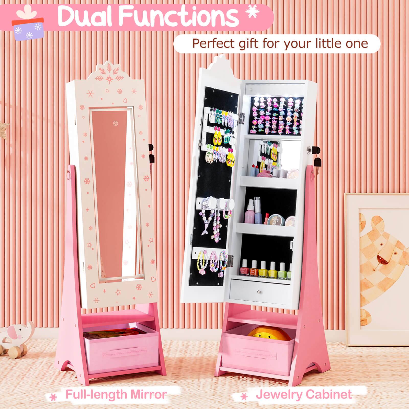 Dual Functions  
Perfect gift for your little one  

* Full-length Mirror  
* Jewelry Cabinet