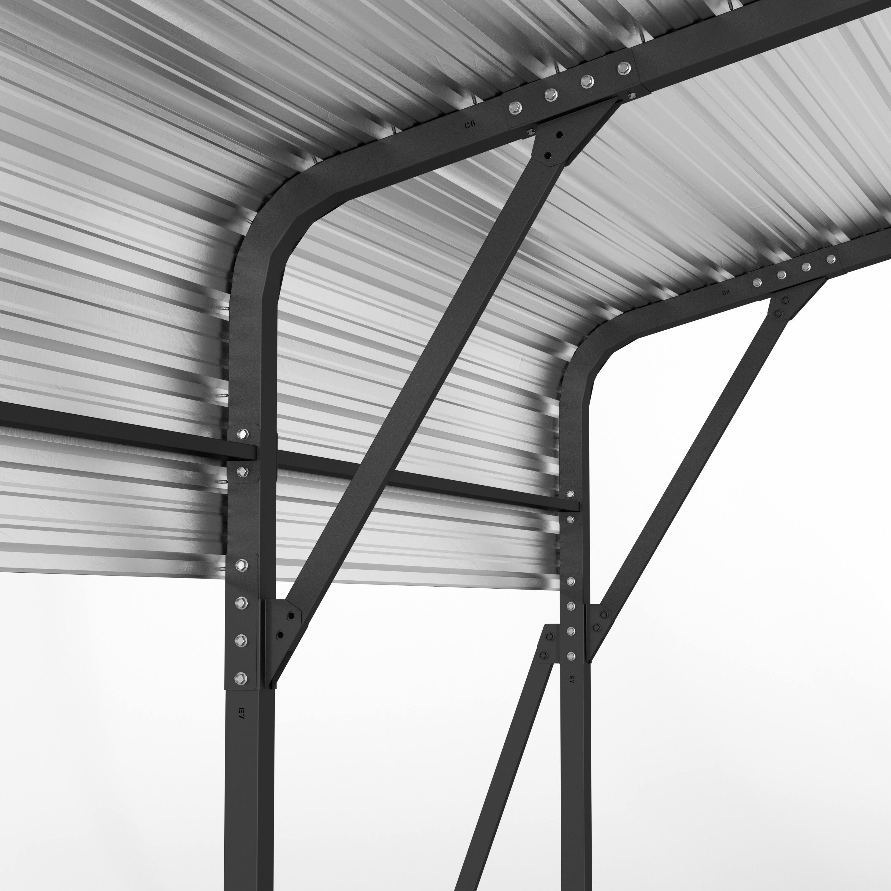Alt View 6. Mondawe - 20x20FT Metal Carport with Galvanized Steel Roof - Black.