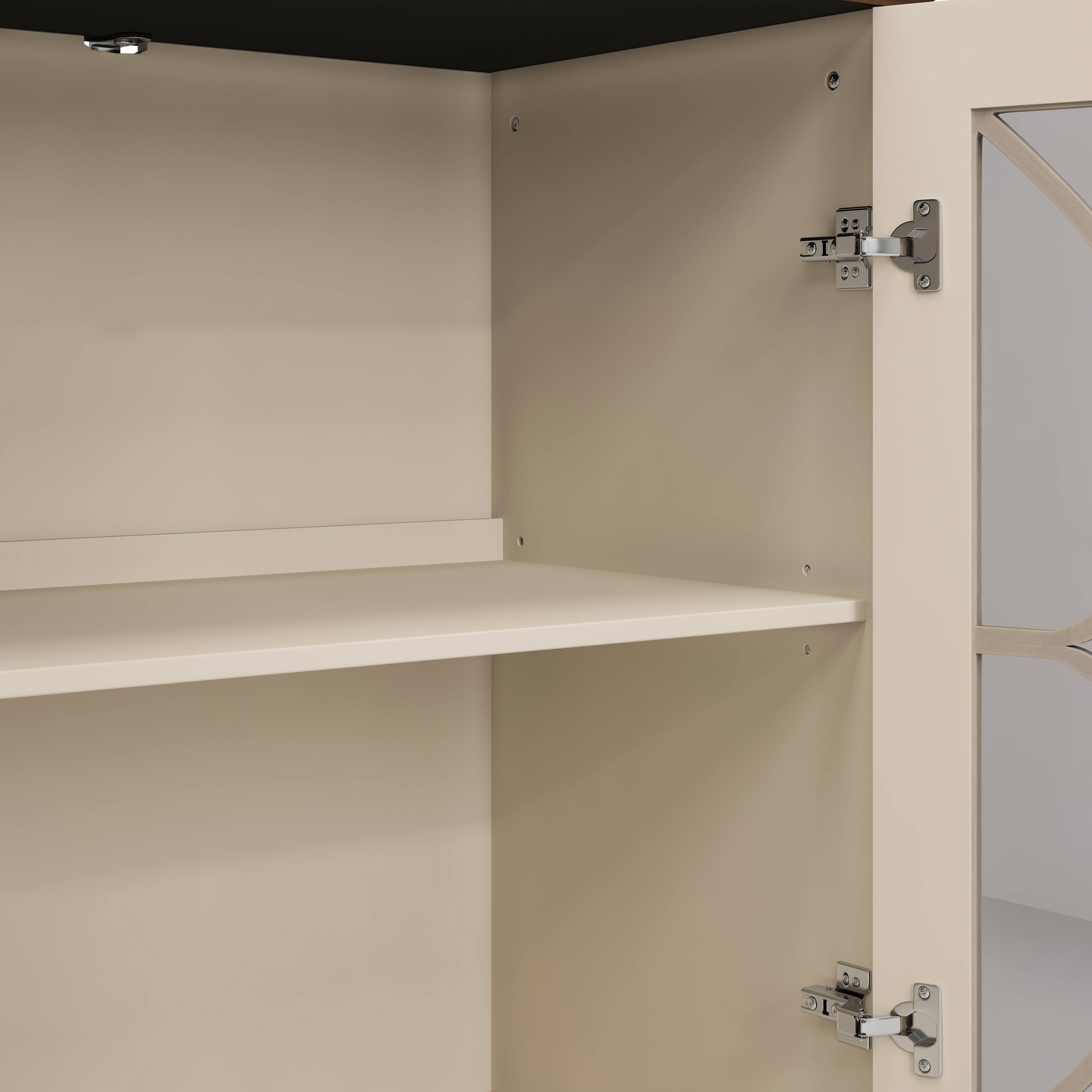 Alt View 5. Boyel Living - European Antique Style Four Door Cabinet with Tempered Glass Doors and Adjustable Shelf Beige - Beige.