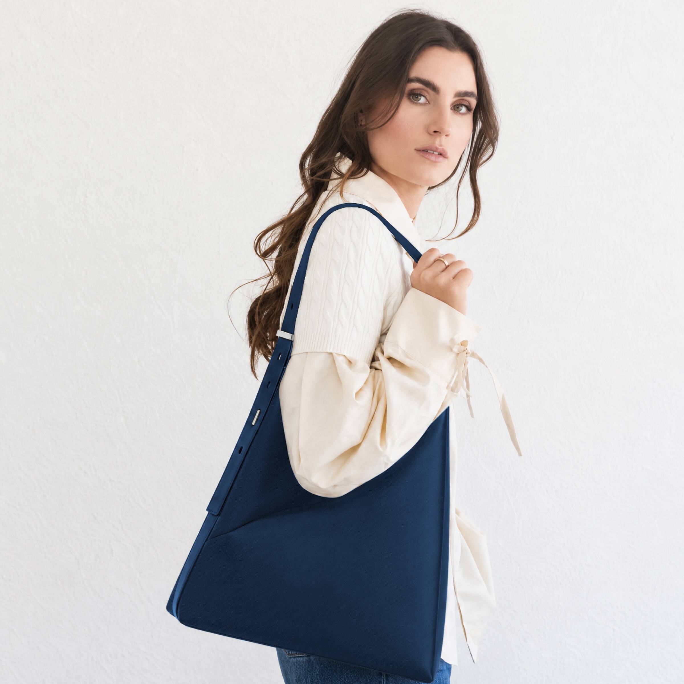 Alt View 8. Lux & Nyx - Lux & Nyx - Origami 15" Laptop Hobo Bag - Convertible Shoulder Bag - Navy.