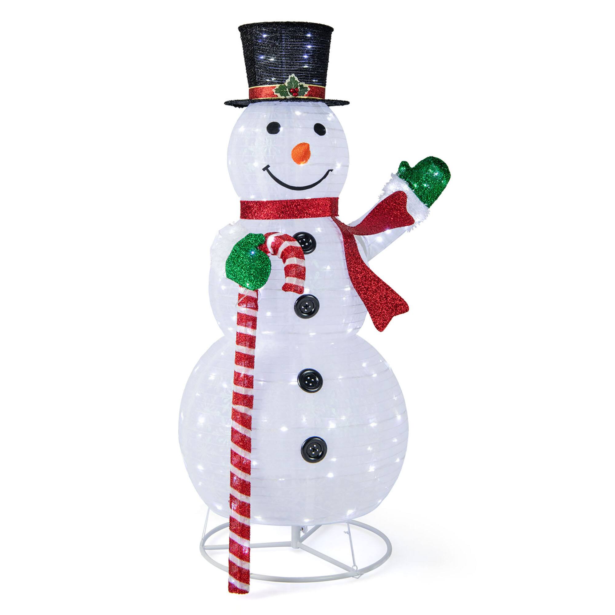 Alt View 8. Gymax - Gymax 5FT Lighted Christmas Snowman Outdoor Pop-up Snow Man w/ LED Lights & Santa Hat - White.