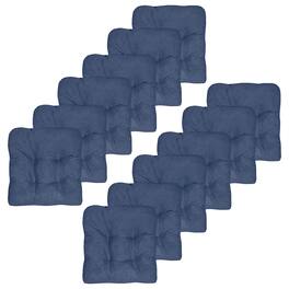 Sweet Home Collection - Crushed Memory Foam Tufted Chair Cushion Non Slip Microdot Rubber Back, 12-Pack - Navy