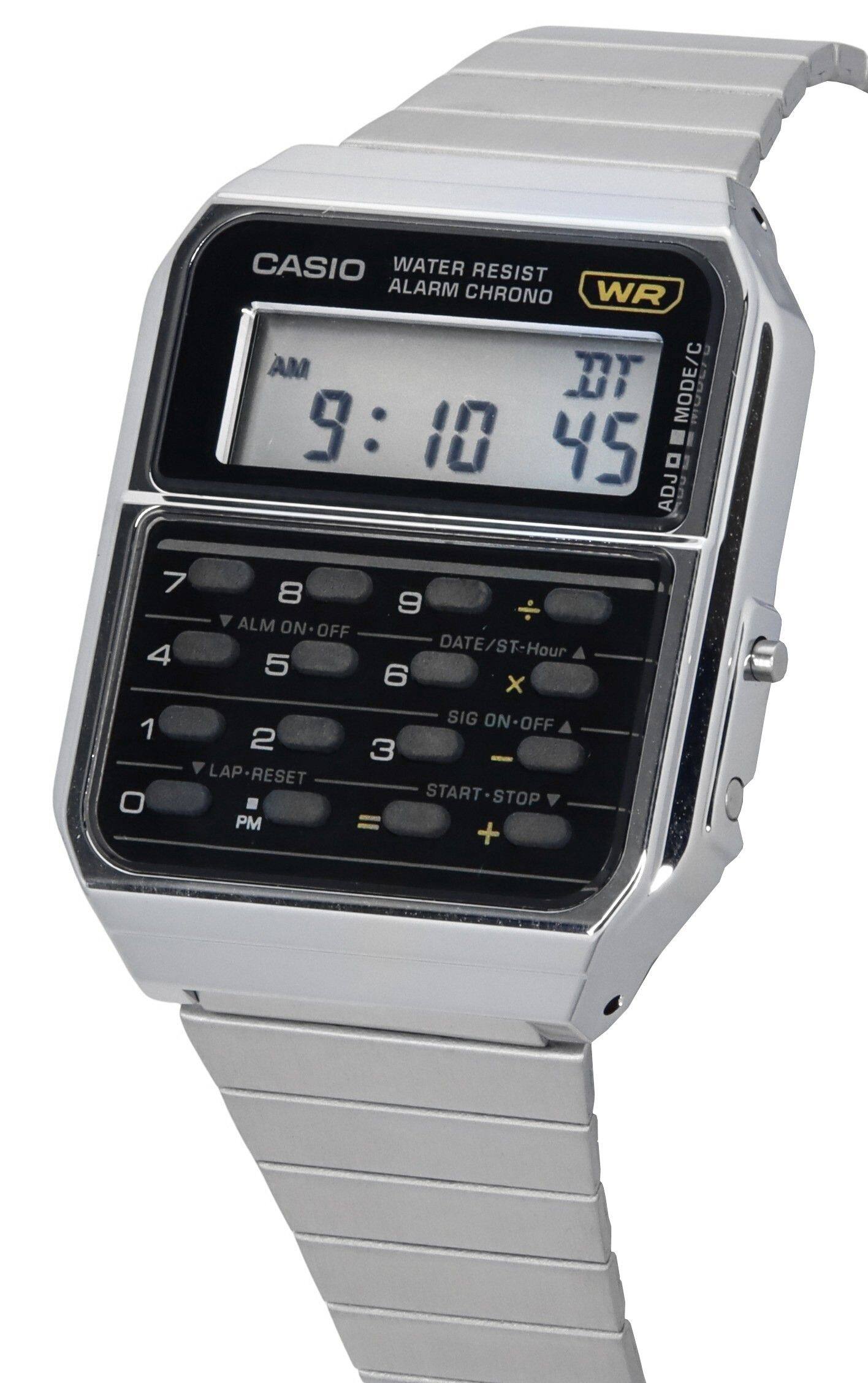 CASIO WATER RESIST ALARM CHRONO WR AM MODE/C ADJ : 10 45 7 8 9 ALM ON OFF 4 DATE/ST-Hour 5 6 x SIG ON OFF 1 2 3 LAP LAP-RESET START STOP 0 PM