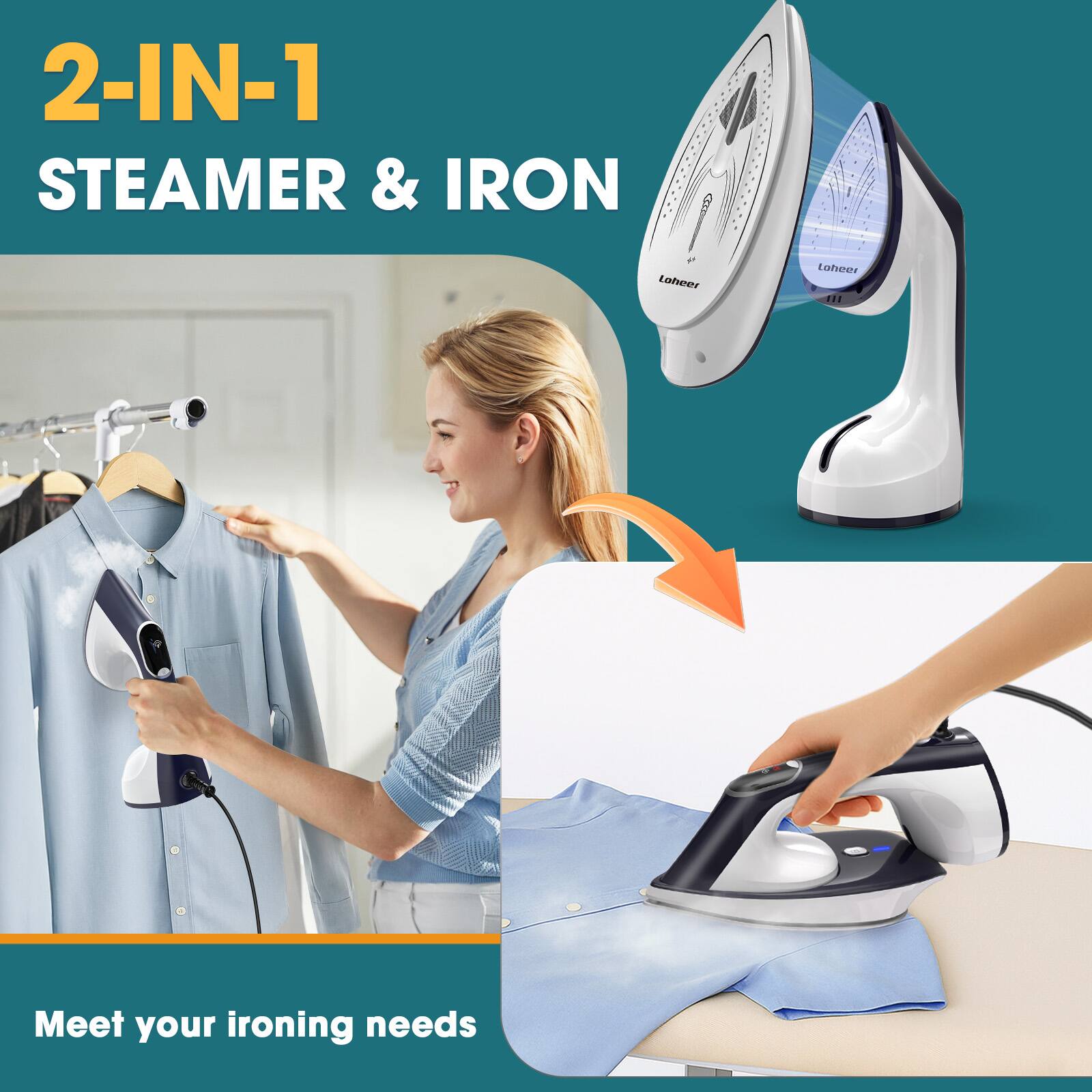2-IN-1 STEAMER & IRON

Meet your ironing needs