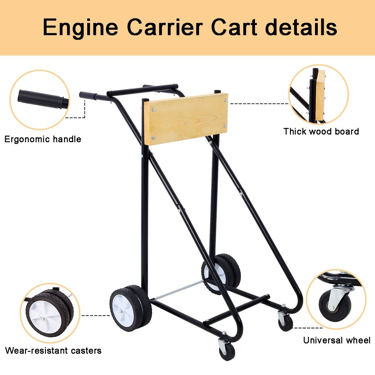 Ropilly Outboard Motor Stand with Wheels, Steel Outboard Engine Carrier ...