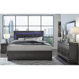 Global Furniture USA - Traditional Glam Pompei Queen Bed In A Box - Metallic Grey