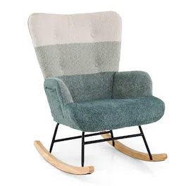 WELLFOR - Nursery Rocking Chair with Ergonomic Armrests and High Backrest - Colorful