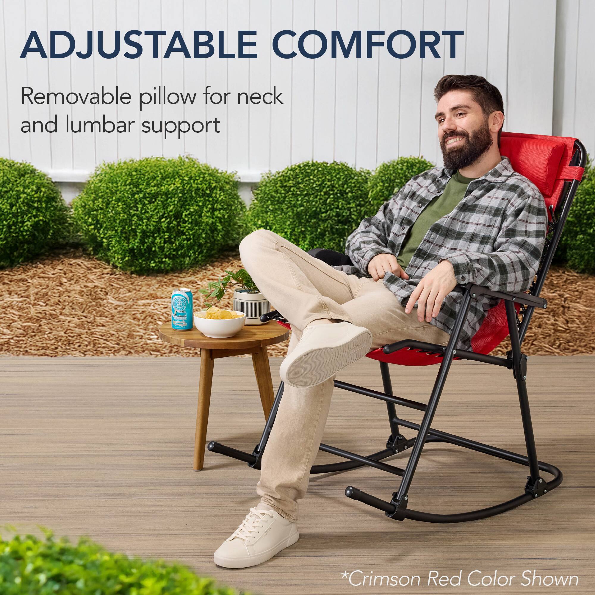 ADJUSTABLE COMFORT  
Removable pillow for neck and lumbar support  

*Crimson Red Color Shown