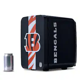 Ukonic NFL Cincinnati Bengals 15-Can Mini Fridge 10L AC/DC Portable Refrigerator, Official Team Logo - Orange