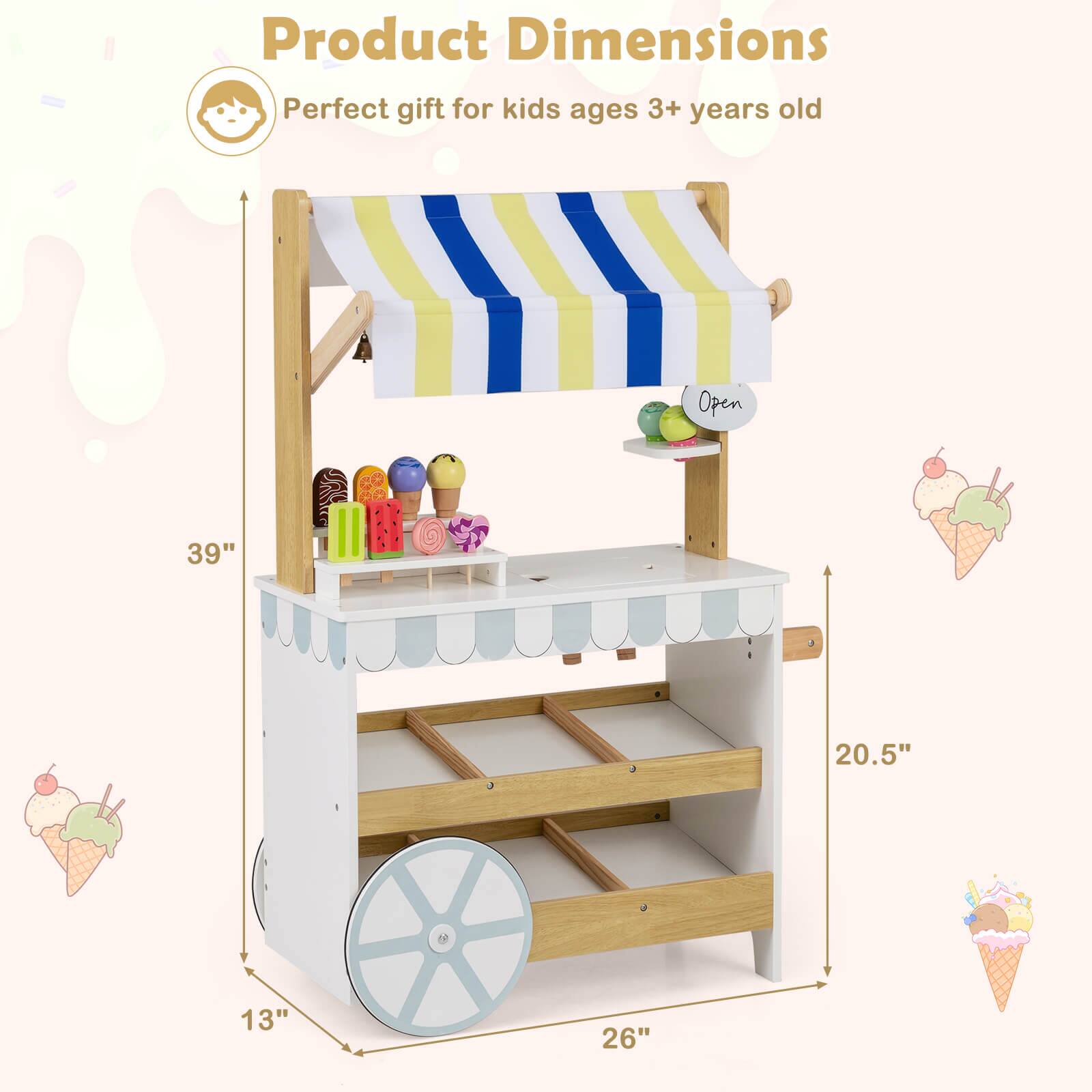 Product Dimensions  
Perfect gift for kids ages 3+ years old  
Open  
39" x 20.5" x 13" x 26"