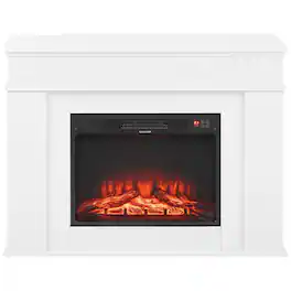 Loheer - 43 inch freestanding electric fireplace fireplace with mantel 1500W - White