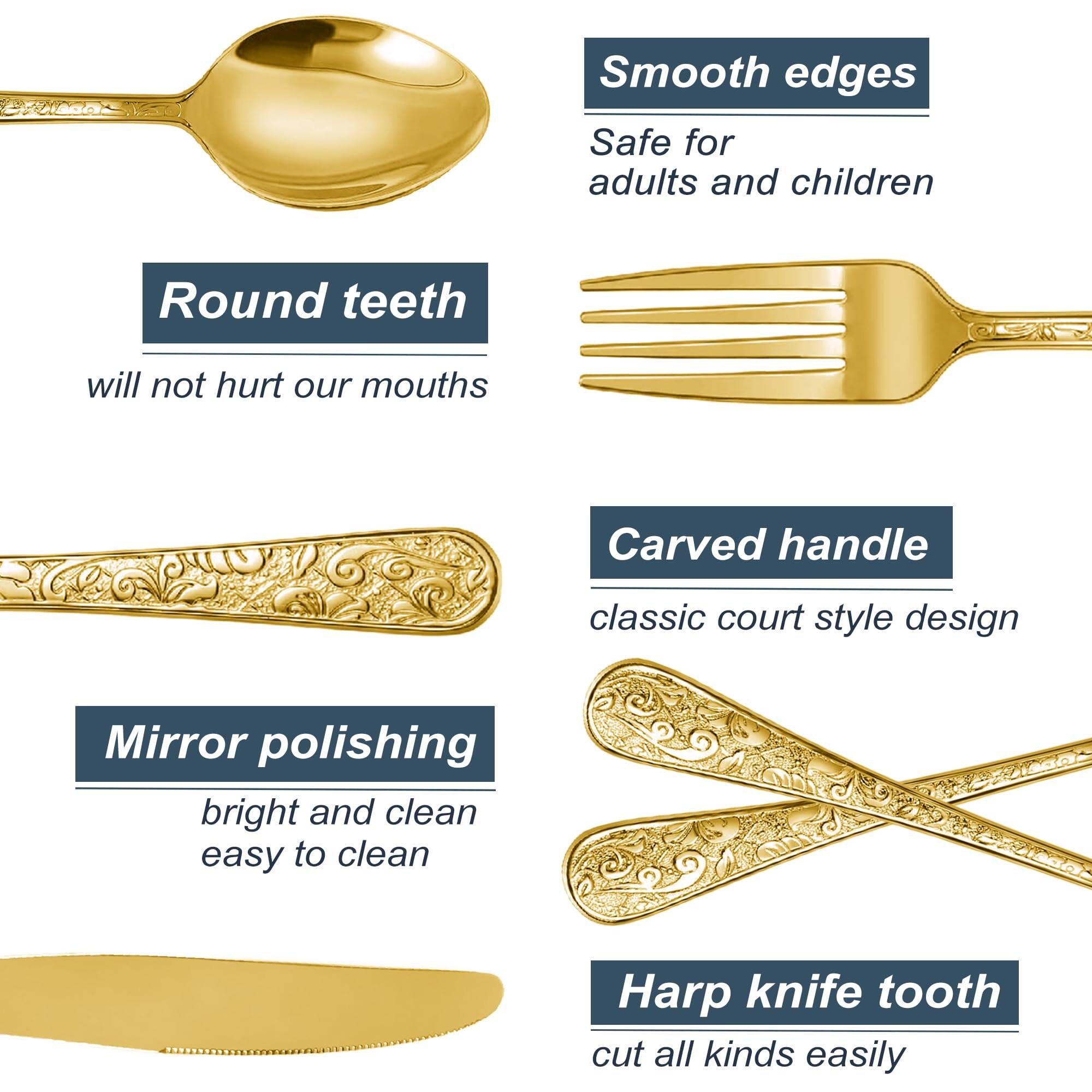 - Smooth edges
  - Safe for adults and children

- Round teeth
  - Will not hurt our mouths

- Carved handle
  - Classic court style design

- Mirror polishing
  - Bright and clean
  - Easy to clean

- Harp knife tooth
  - Cut all kinds easily