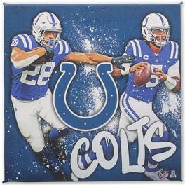 Open Road Brands - Indianapolis Colts 12" x 12" Team Logo and Players Splash Canvas Art - Multicolor