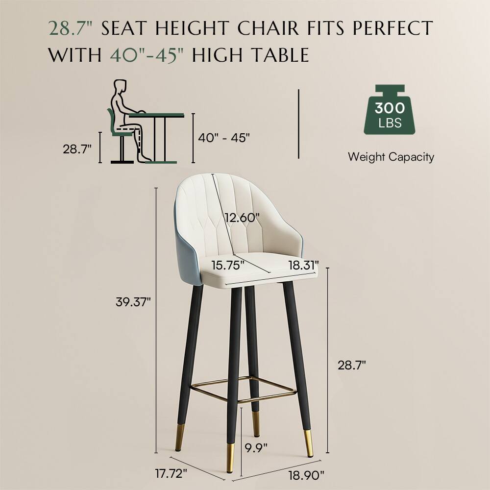 28.7" SEAT HEIGHT CHAIR FITS PERFECT WITH 40"-45" HIGH TABLE

- 28.7"
- 40" - 45"
- 300 LBS Weight Capacity
- 12.60"
- 15.75"
- 18.31"
- 39.37"
- 28.7"
- 9.9"
- 17.72"
- 18.90"