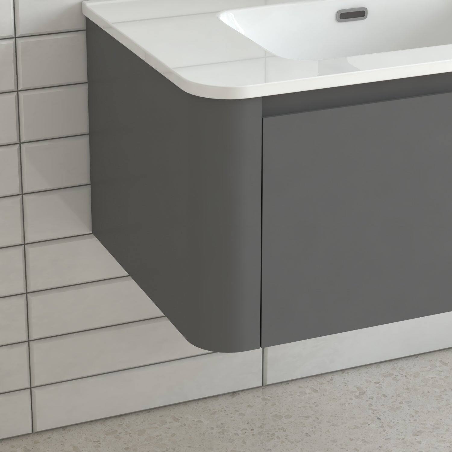 Back. Boyel Living - 30 in Grey Wall-Mounted Bathroom Vanity with Soft-Close Drawer Ceramic Integrated Basin PET Waterproof Finish - Gray.
