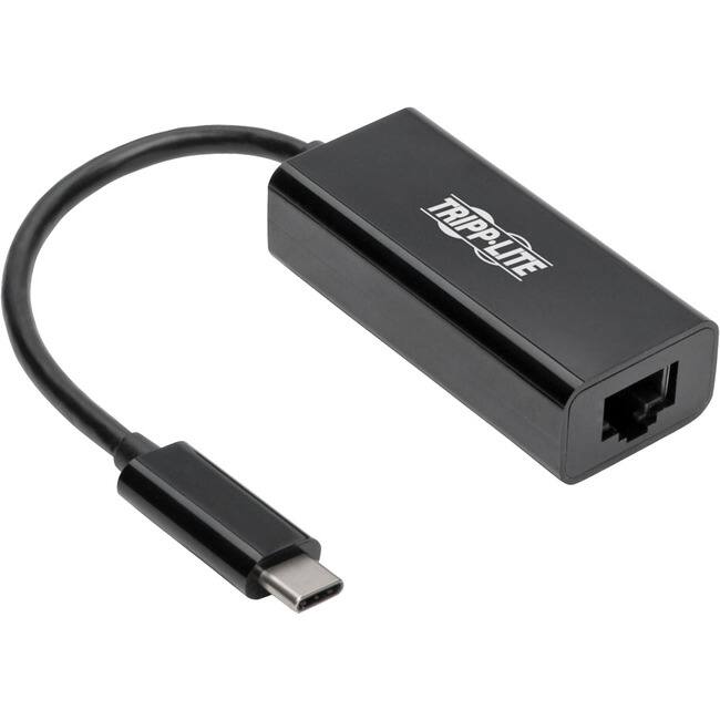 Front. Tripp Lite - Eaton Tripp Lite Series USB-C to Gigabit Network Adapter with Thunderbolt 3 Compatibility - Black - USB 3.1 Type C - 1 - Black.