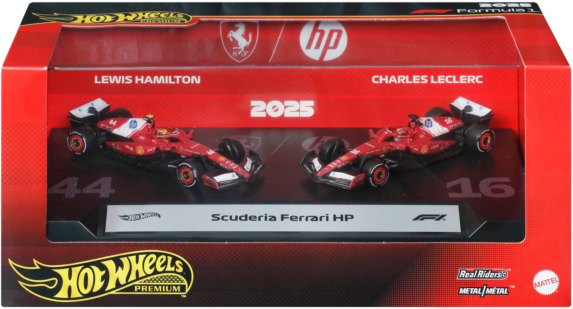 DWICER PREMIUM LEWIS HAMILTON  
S  
F  
hp  
2025 Formula 1. CHARLES LECLERC  
2025 44 Wellork 36 ceva OR 44 9T antifigar 44 HOW Wheels Scuderia Ferrari HP HotWHeeLS PREMIUM TM  
gn 16 ChlCede ceva Pofe 16 FI PM Real Riders TM MATTEL METAL / MTAL