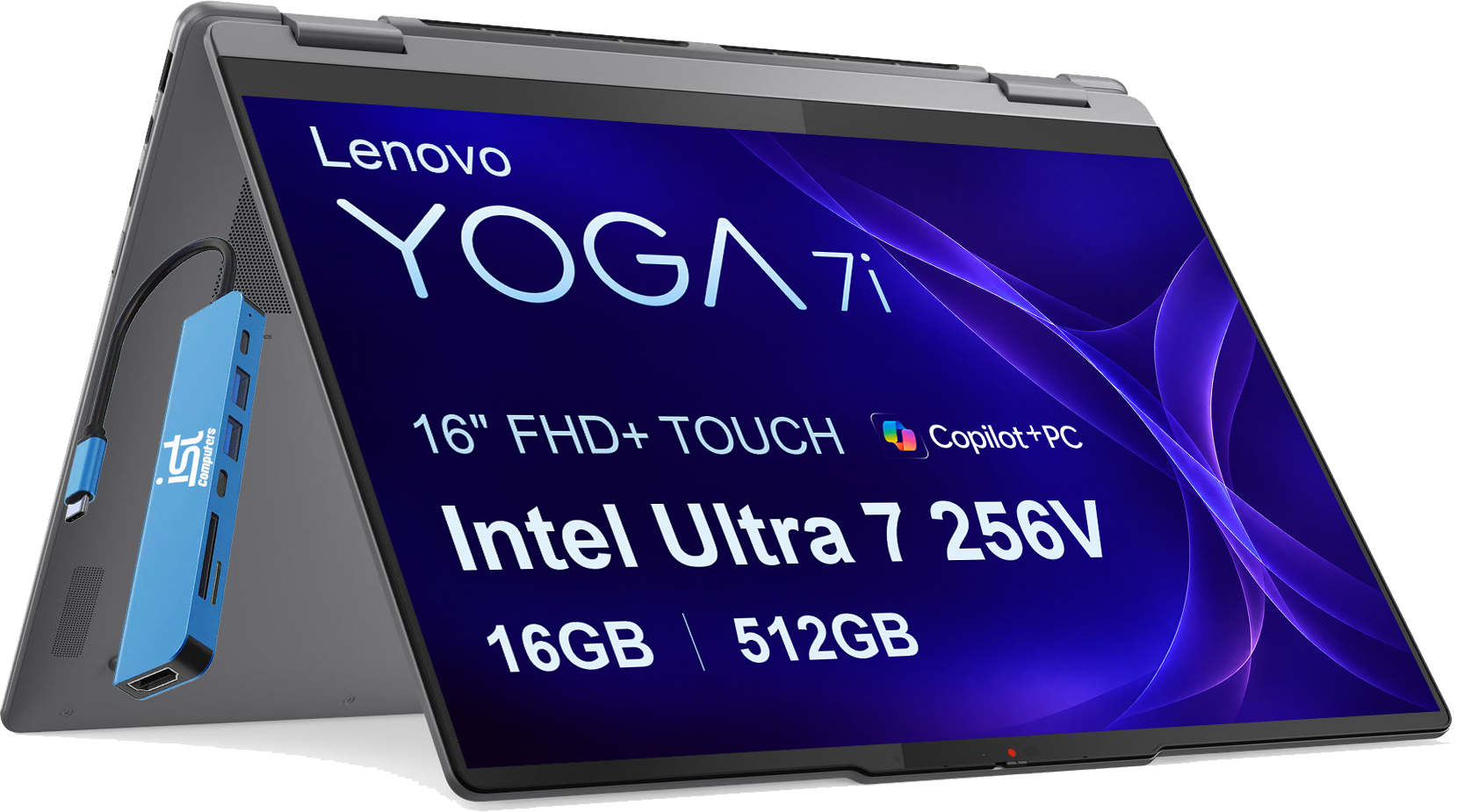 Lenovo - Yoga 7i 2-in-1 - Copilot+ PC - 16" FHD+ Touchscreen Laptop - Intel Core Ultra 7 256V 2024 - 16GB Memory - 512GB SSD - Luna Grey