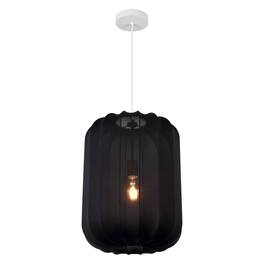 Jonathan Y - Aurelia 13.75" 1-Light Scandinavian Japandi Adjustable Lantern Metal with Ribbed Cocoon Capsule Shade LED Pendant - Black