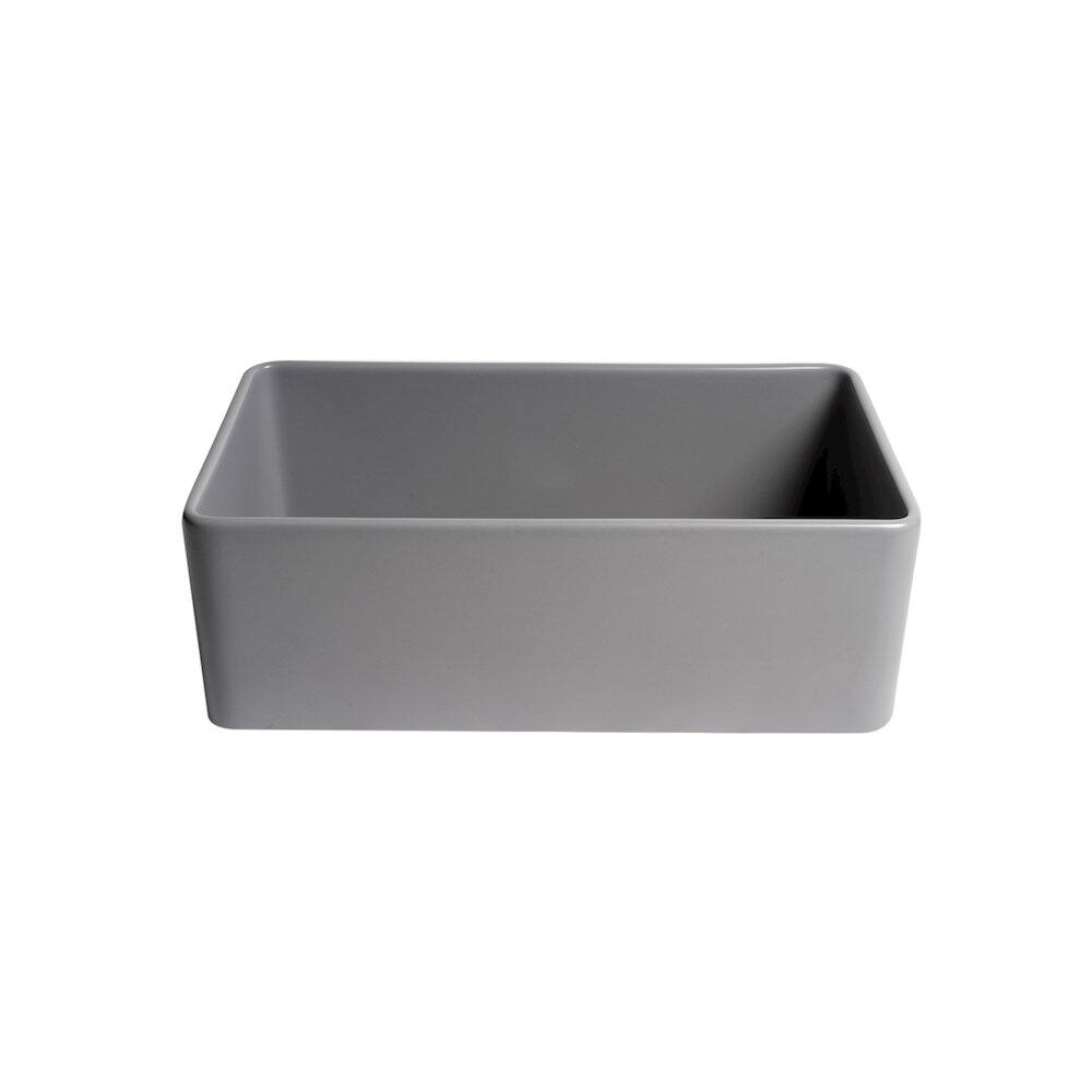 Alt View 3. Alfi - ALFI brand Gray Matte Smooth Apron 30 x 18 Single Bowl Fireclay Farm Sink - Gray.