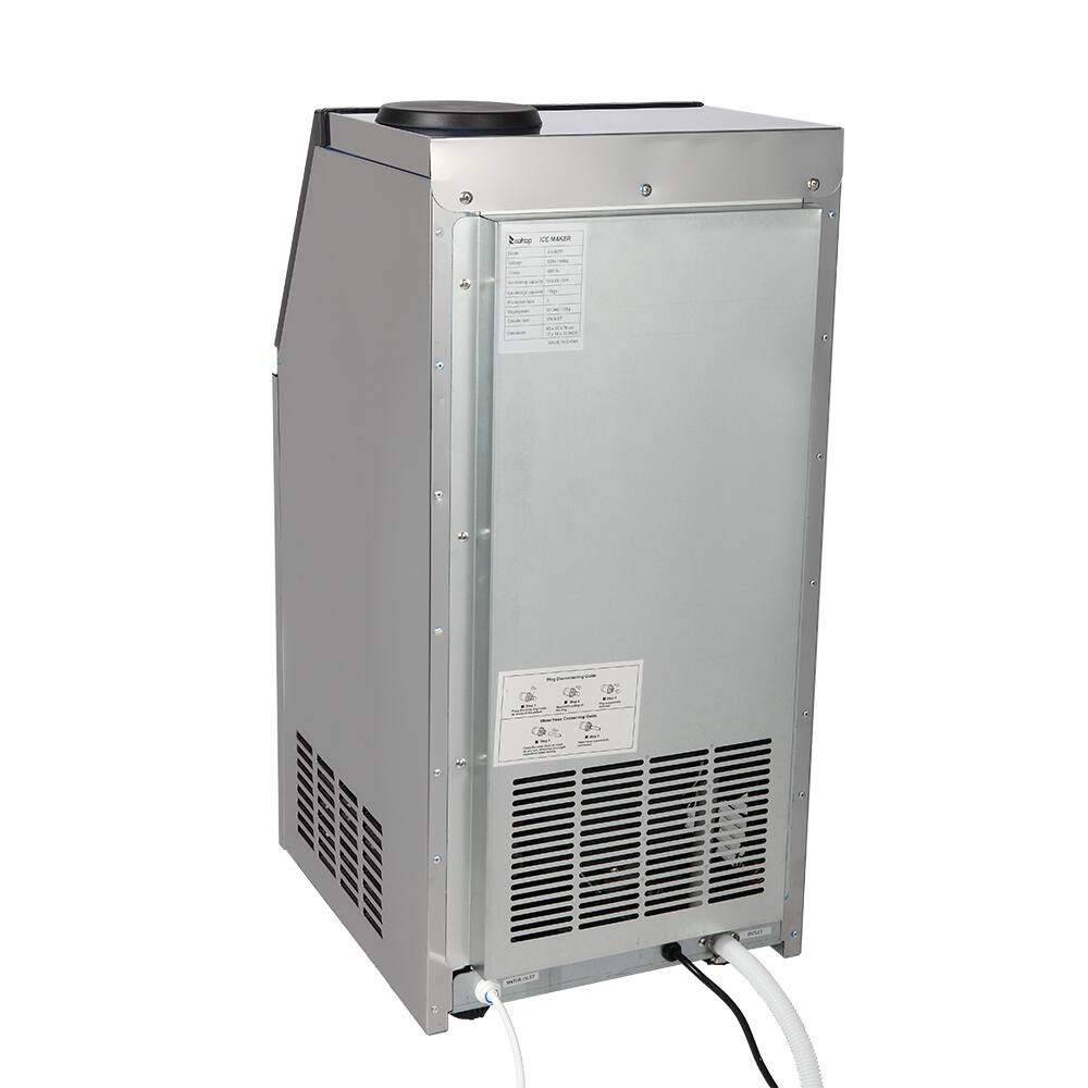 Alt View 8. Winado - Commercial Ice Maker Machine, 110LBS/24H Under Counter Ice Machine with 24LBS Bin, Freestanding Ice Maker, 2 Water Inlet - Silver.