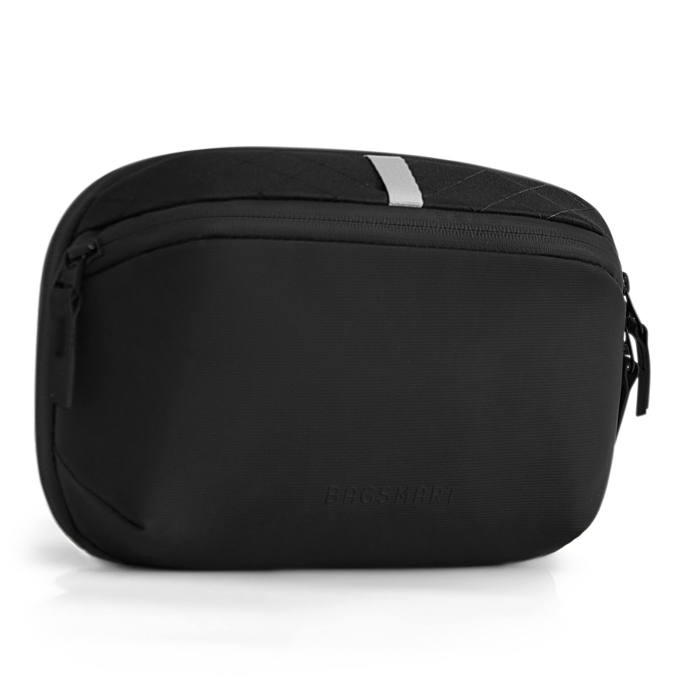 Left. Bagsmart - Travel Toiletry Bag, Waterproof Hanging Cosmetic Organizer with Wet Pouch, Compact Grooming Kit for Men and Women - Black.