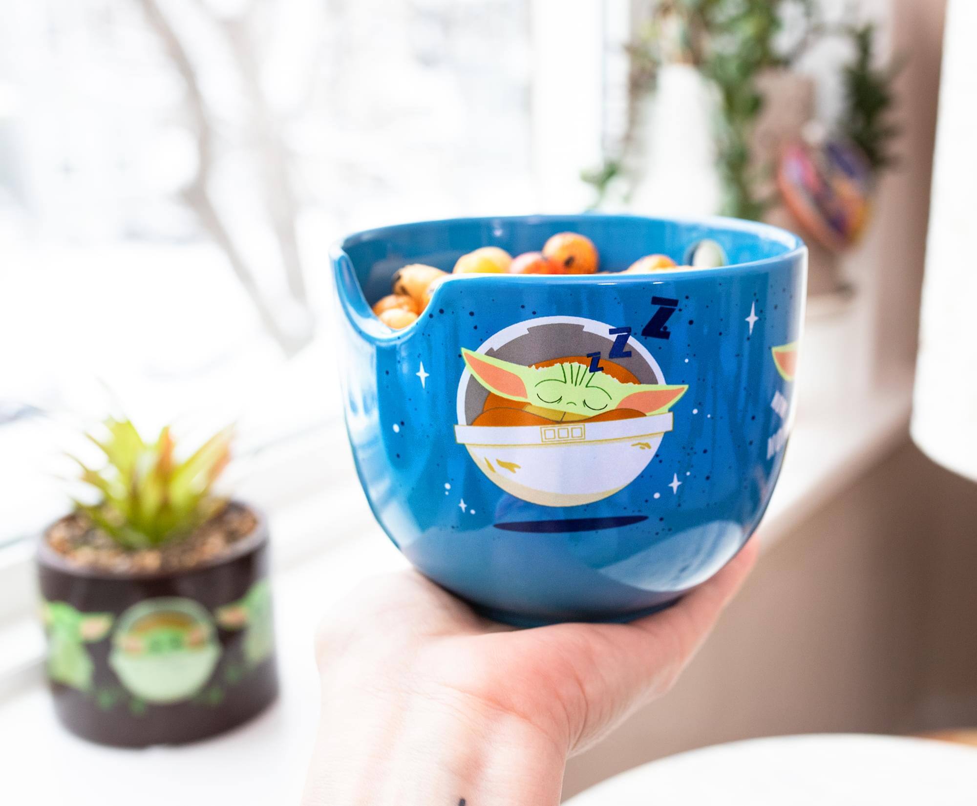 Alt View 4. Silver Buffalo - Star Wars: The Mandalorian Grogu "Nom Nom" 20-Ounce Ramen Bowl and Chopstick Set - Blue.