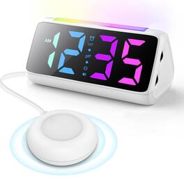 Dazzed Corner - Alarm Clock with Bed Shaker, Loud Alarm, RGB Display - White