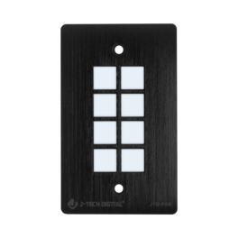 J-Tech Digital - 8-Button AV Control Panel Wall Plate with RS232 and IR Control - Black