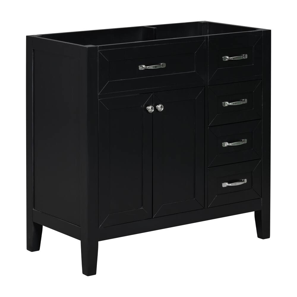 Alt View 8. Loheer - Loheer 36 Inch Bathroom Vanity Base Only, Black Vanity Cabinet Without Sink, Freestanding Modern Design - Black.