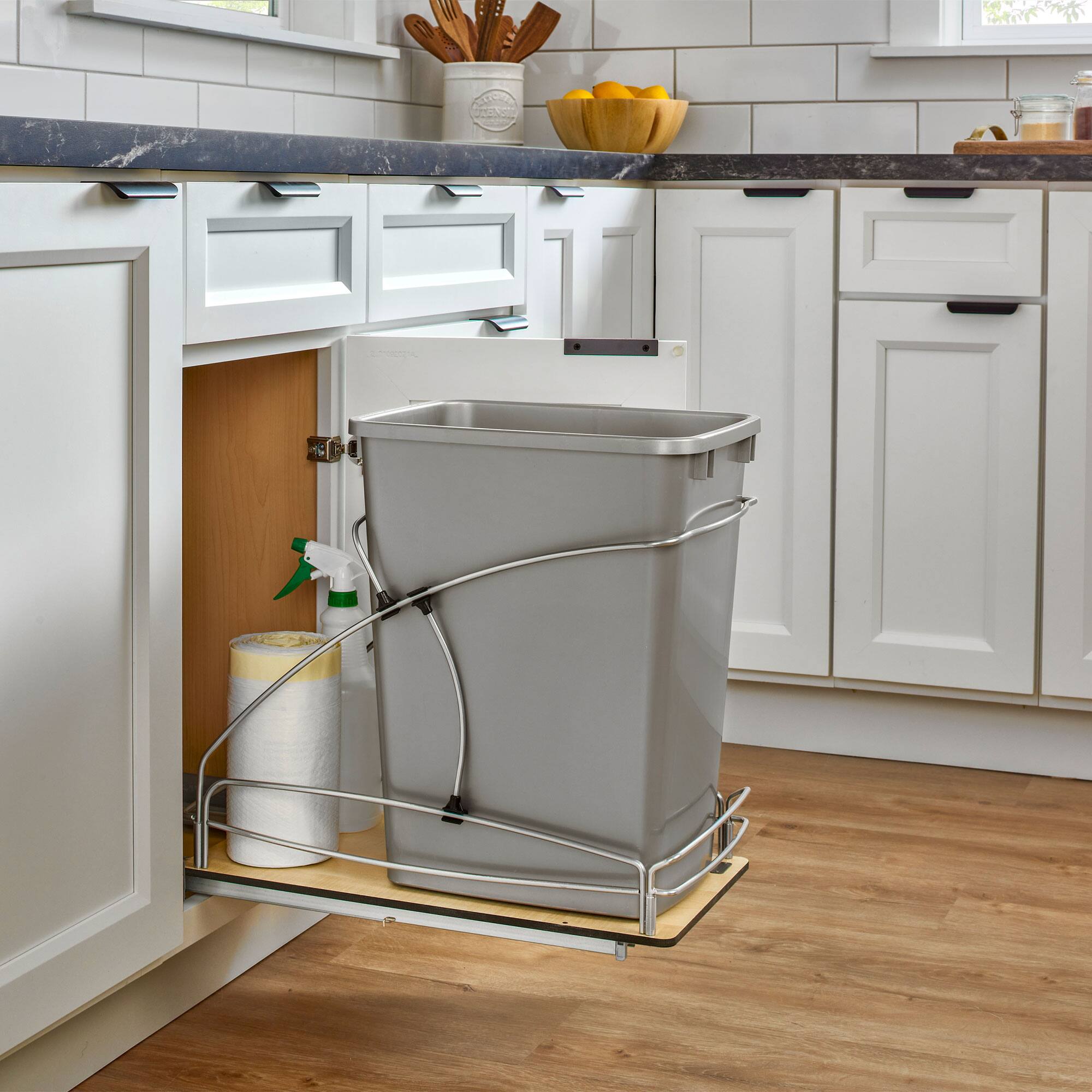 Alt View 1. Rev-A-Shelf - Rev-A-Shelf Single 35 qt. Pullout Trash Container, Gray, 54WC-1535SC-17-1 - Silver.