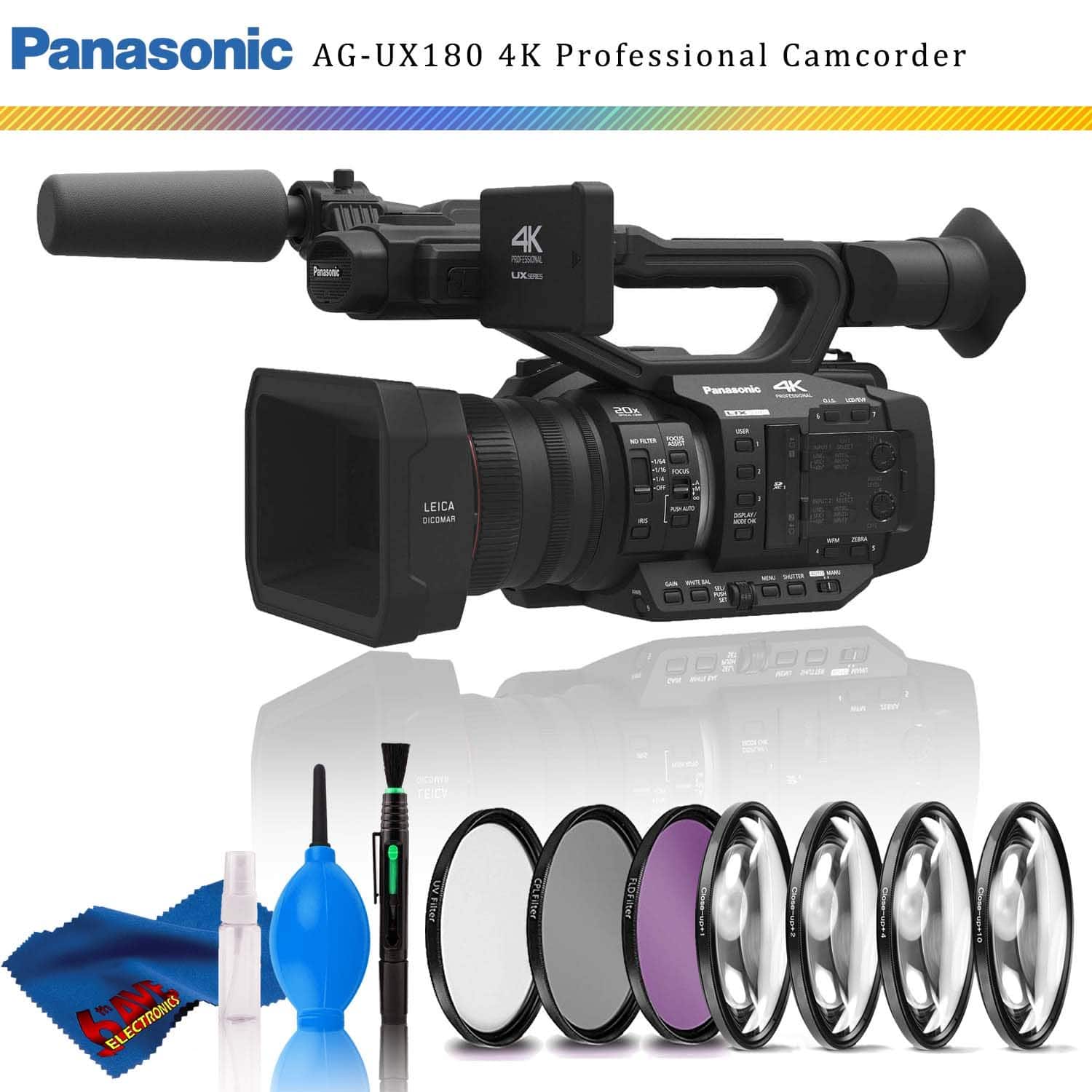 Panasonic - AG-UX180 4K Premium Professional Camcorder + Filter Kit