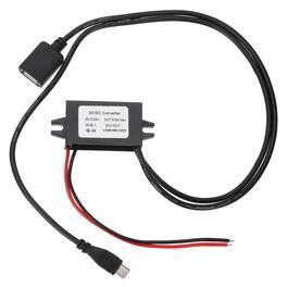 Unique Bargains - DC 12/24V to 5V 3A 15W Step Down Converter with Dual Cable USB + Micro USB for Car Truck Solar - Black