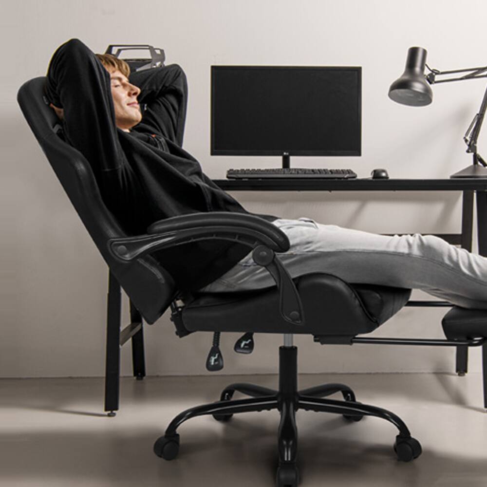 Alt View 1. Neo Chair - Gaming Chair with Footrest, High Back Ergonomic Office Computer Desk Chair, Lumbar Support, PU Leather Recliner - Black.