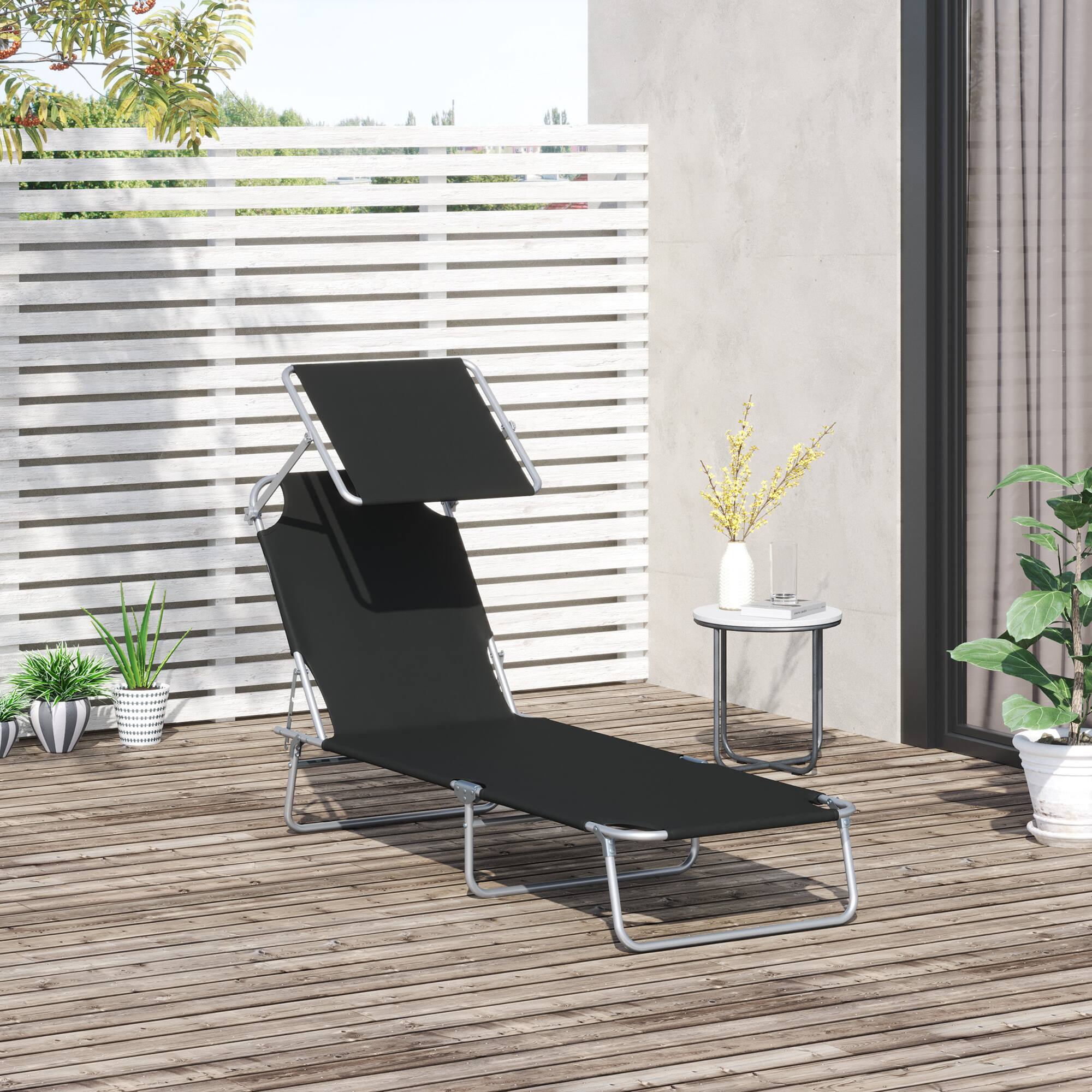 Alt View 1. Outsunny - Pool Chaise Lounge Chair - Black.