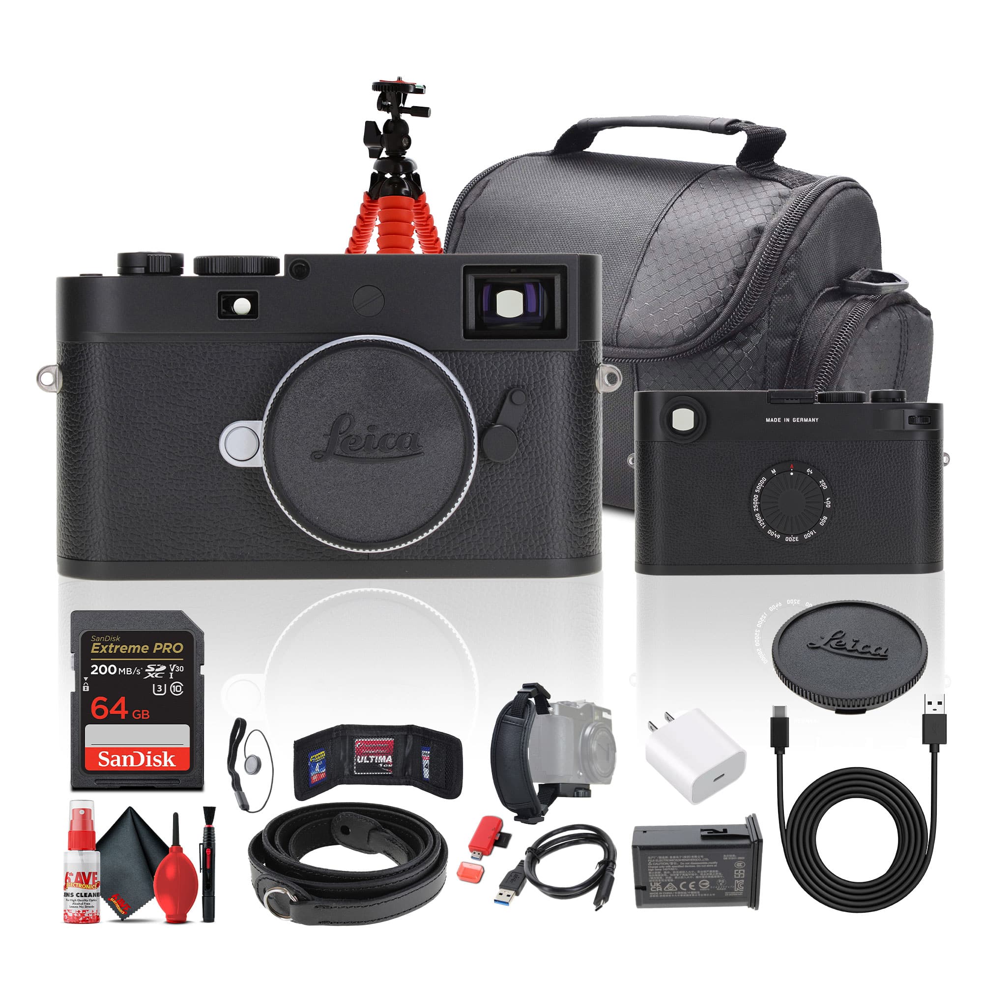 Bundle - Leica - M11-D Rangefinder Camera (Black) + 64GB Memory Card + Camera Bag + More