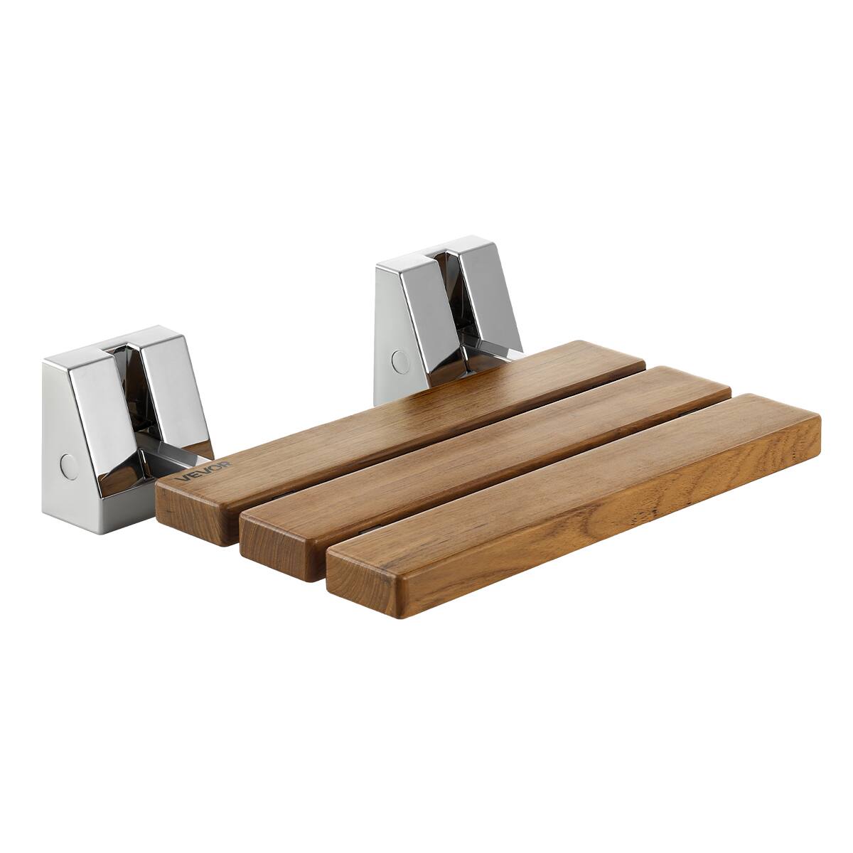 Alt View 5. VEVOR - Foldable Shower Seat Wall Mounted, 15.7" Teak Folding Shower Bench, 330LBS Fold-Down Bathroom Corridor Seat - Teak Finish.
