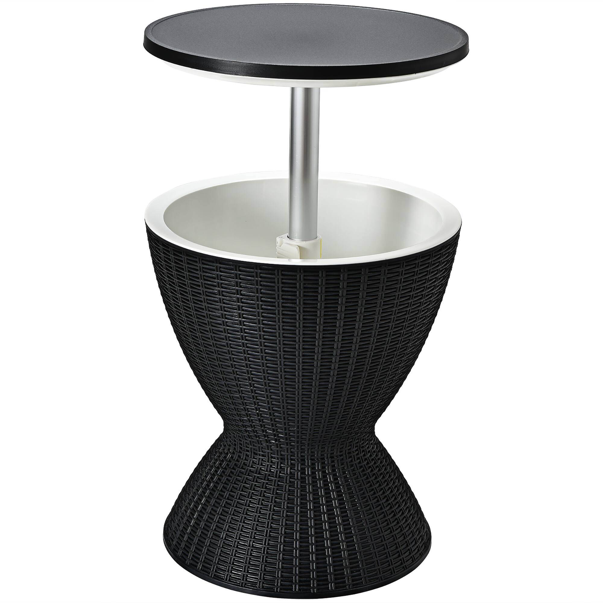 Alt View 9. Costway - Costway 8 Gallon 3 in 1 Patio Rattan Cooler Bar Table Adjust Ice Bucket - Black.