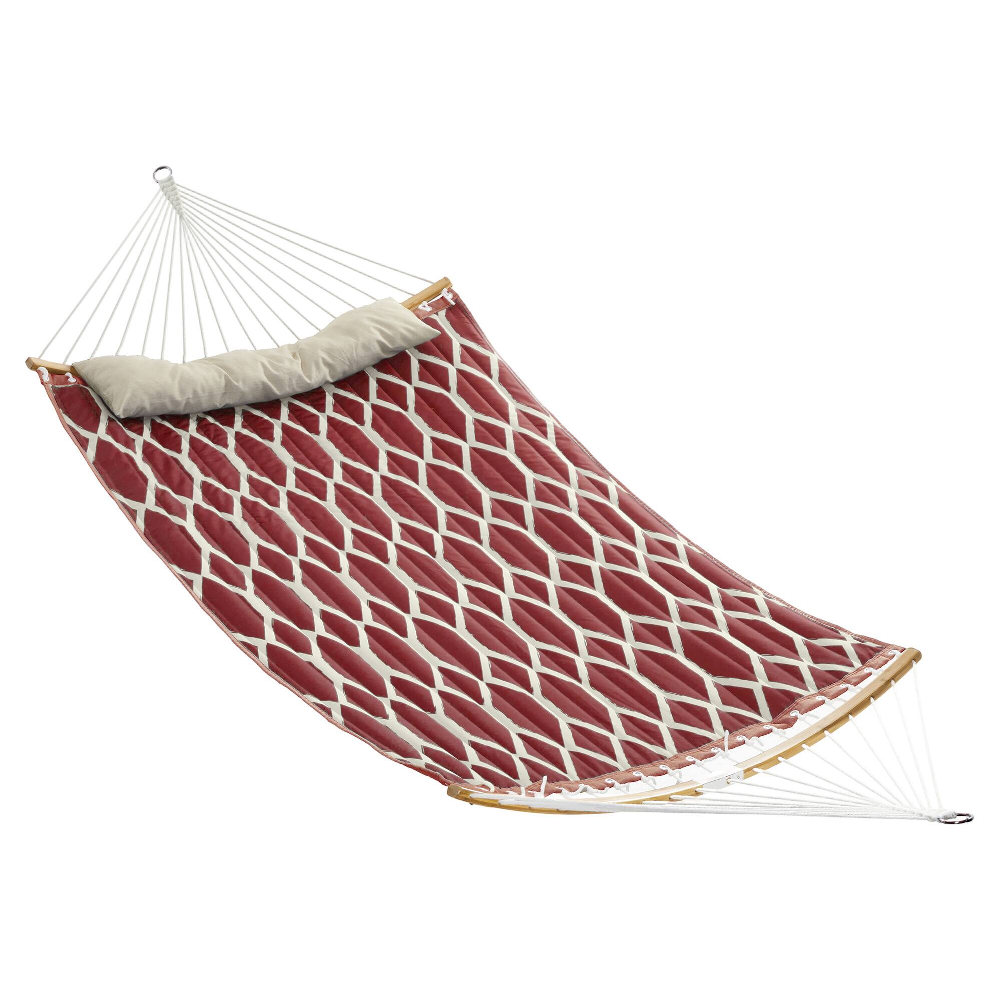 Front. Songmics Home - Hammock, Quilted Double Hammock with Padded Pillow, 78.7 x 55.1 Inches, 495 lb Weight Capacity, Portable - Red.