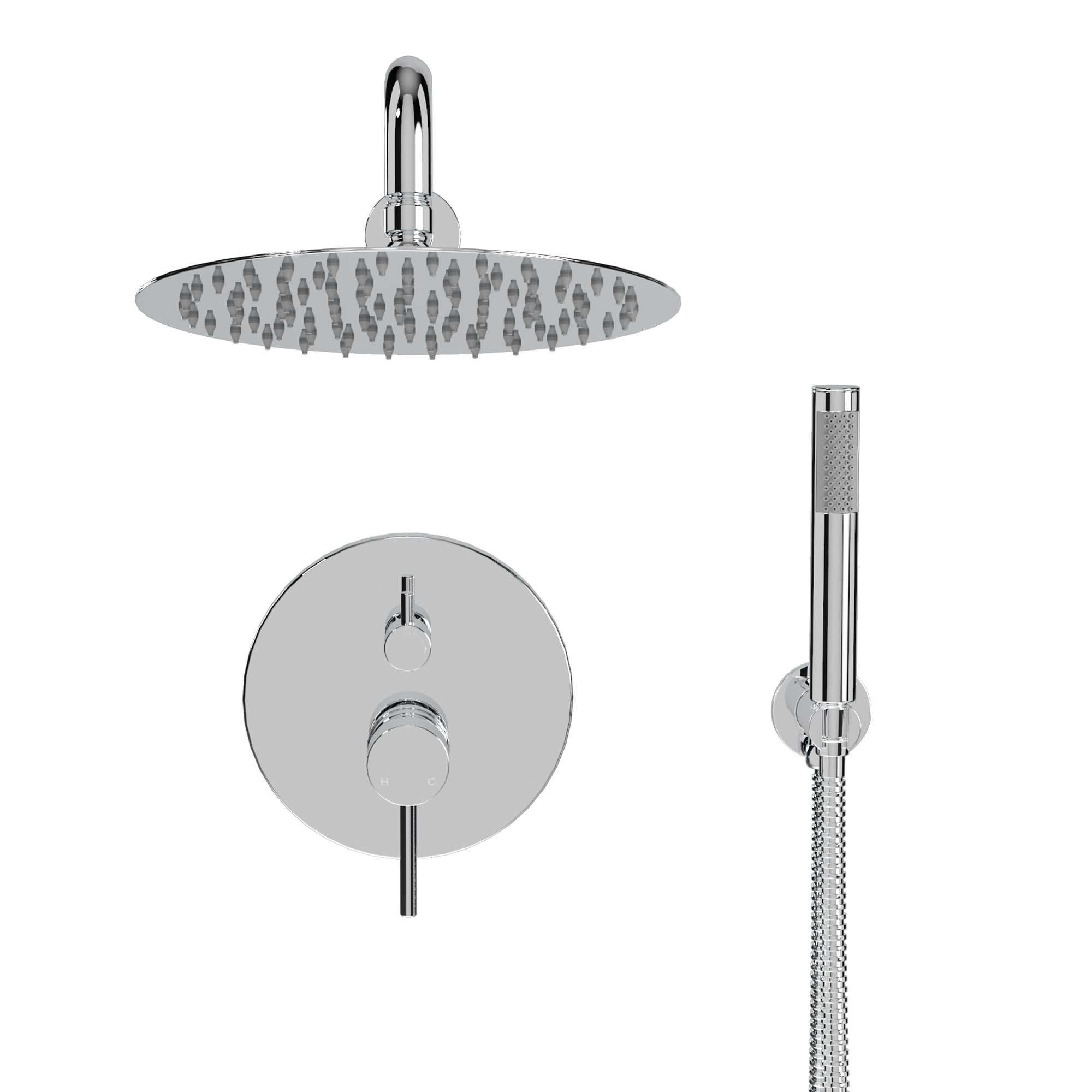 Alt View 8. Boyel Living - 1-Spray 10 in. Round Wall Mount Fixed and Handheld Shower Head 1.8 GPM with Pressure Balance Valve in Chrome - Chrome.