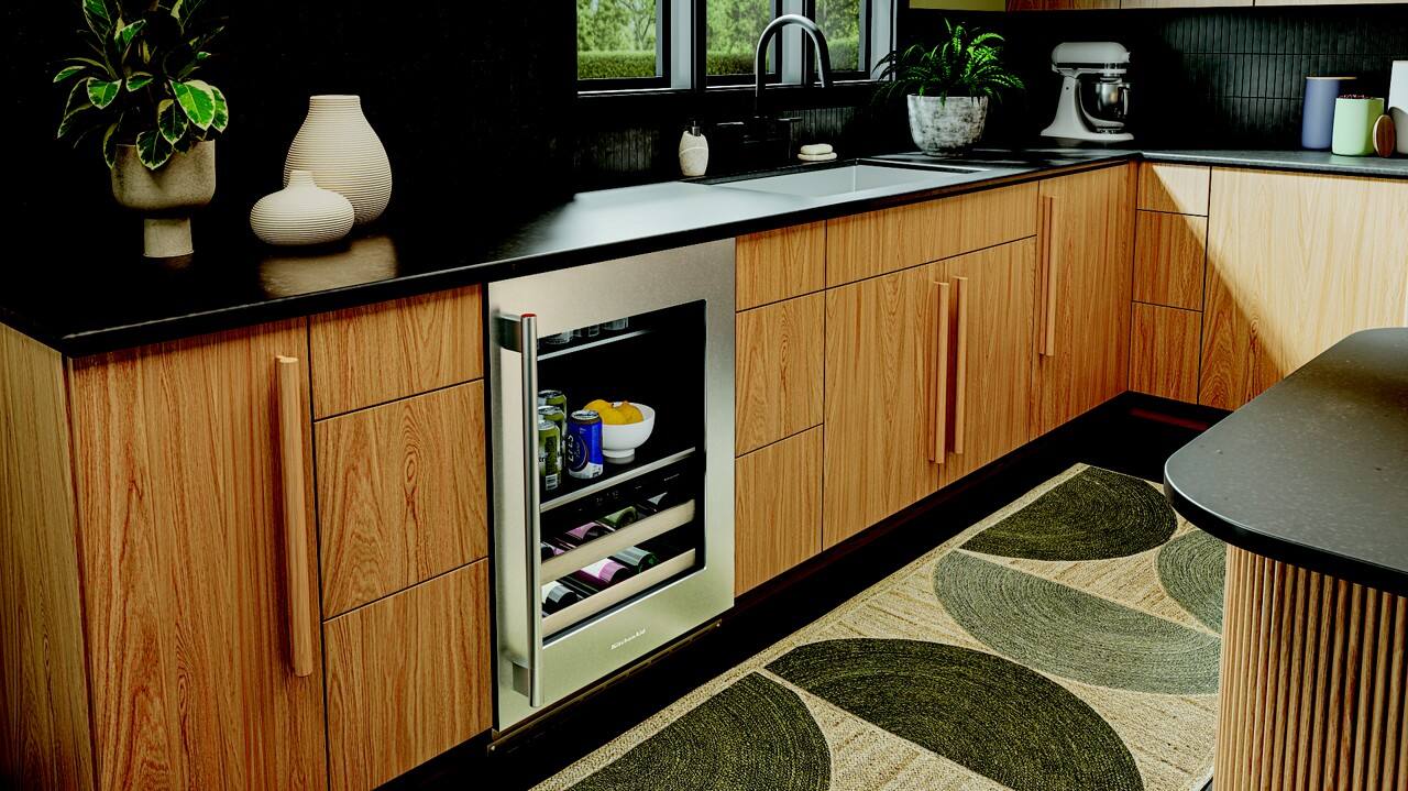 Alt View 9. KitchenAid - 24" Beverage Center with Glass Door and Wood-Front Racks - PrintShield Stainless Finish.