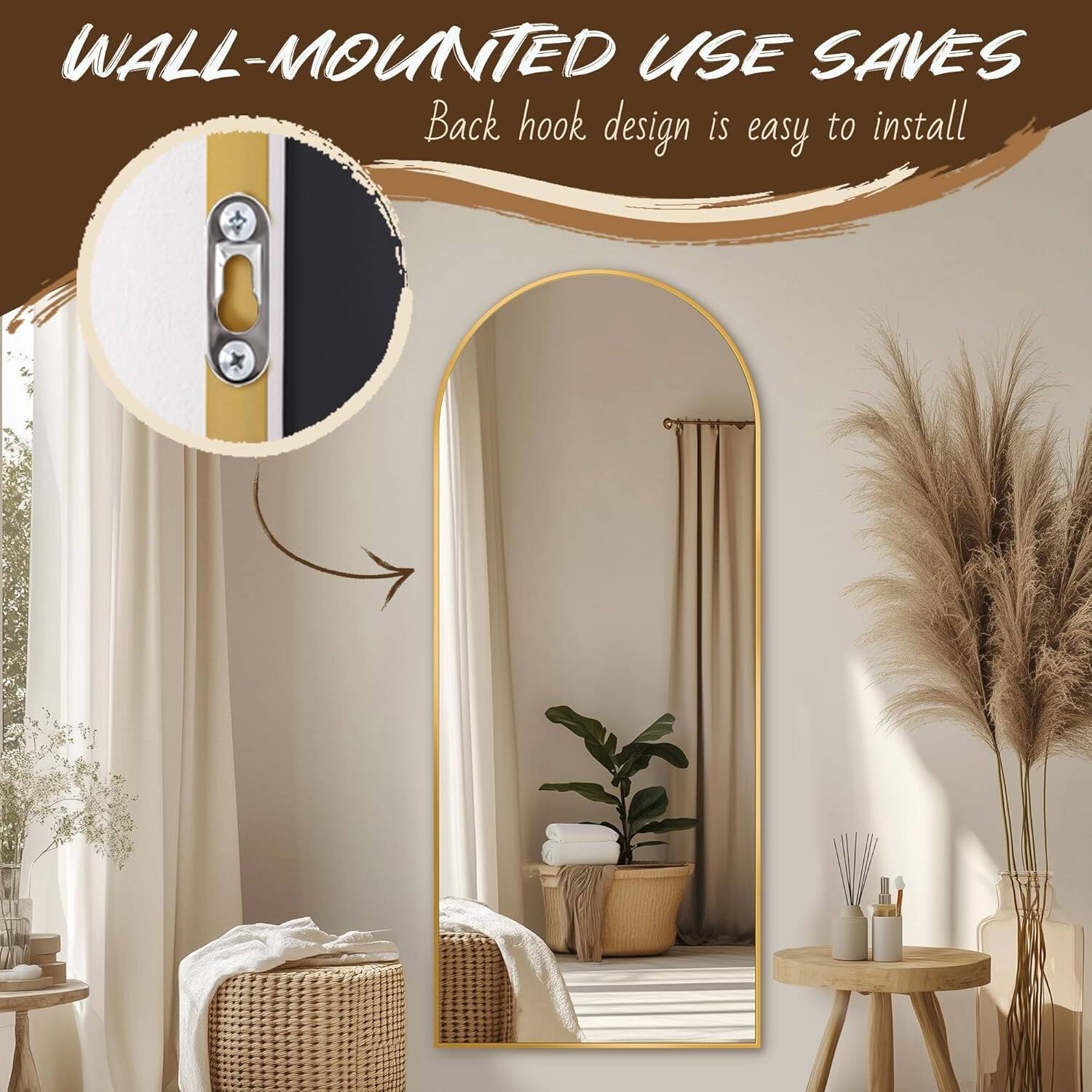 WALL-MOUNTED USE SAVES  
Back hook design is easy to install