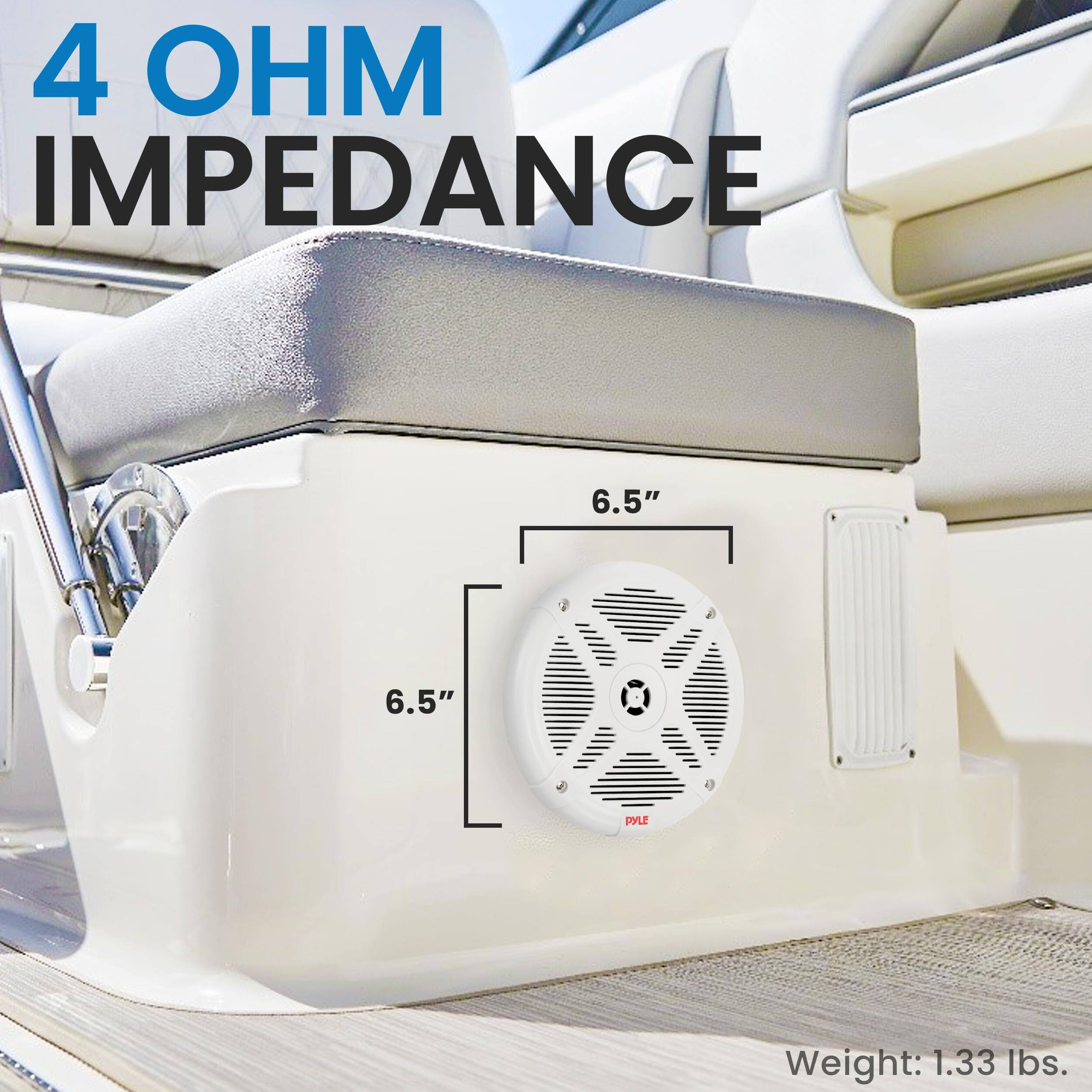 4 OHM IMPEDANCE 6.5" 6.5" PYLE Weight: 1.33 lbs.