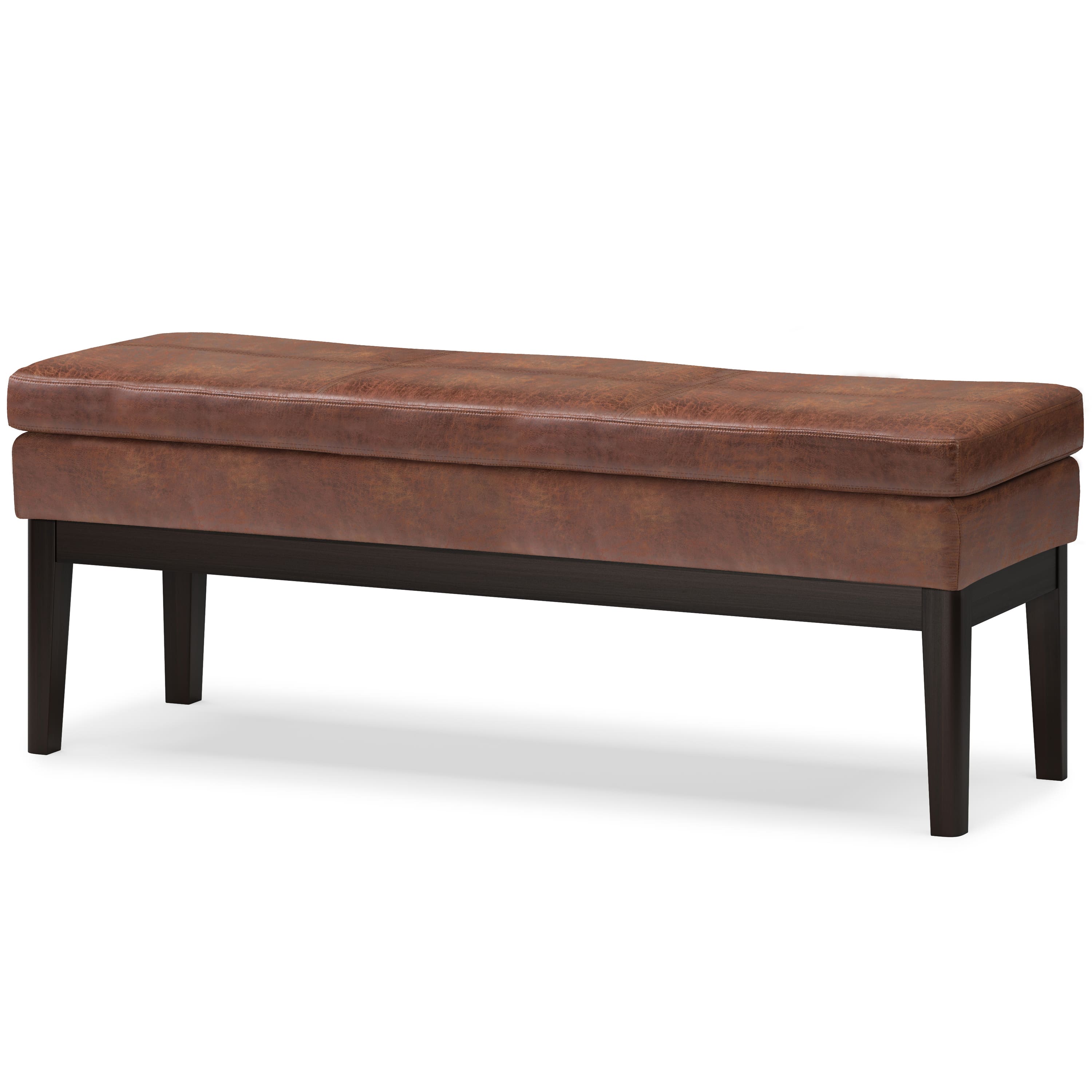 Angle. Simpli Home - Carlson Ottoman Bench - Distressed Saddle Brown.