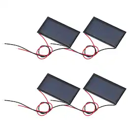 Unique Bargains - 4pcs 5V 0.225W 45mA Mini Solar Panels, Polycrystalline Solar Cell with Cable for DIY Toy Charger - Black
